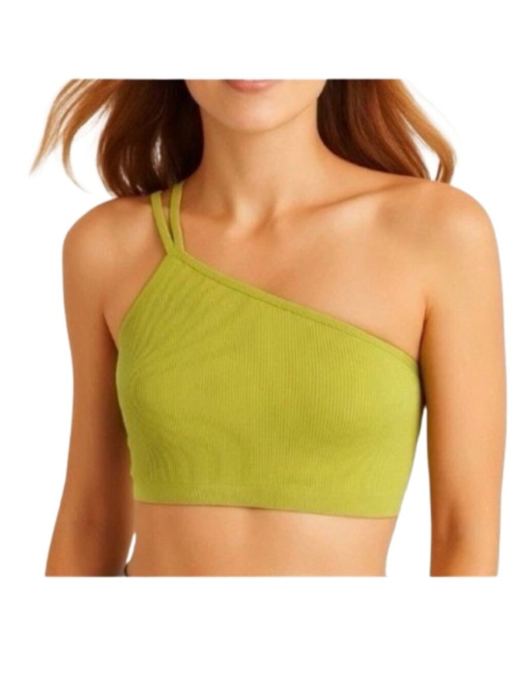 Women's XL Aerie One Shoulder Longline Bralette Lime Green